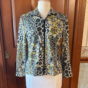 Laura Ashley Petites Floral Jacket - Black, Yellow, White. Petite small